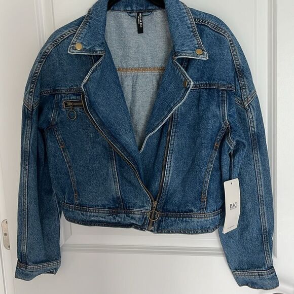 American Bazi Cropped Denim Offset Zipper Round Pulls Snap Details - Picture 3 of 10